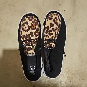 Leopard Print and Black Casual Shoes